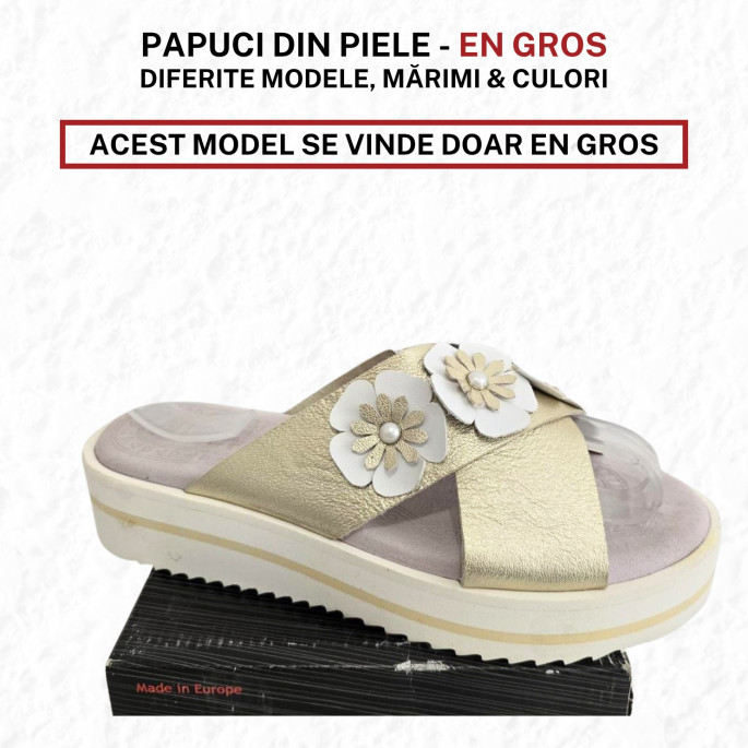 Papuci din piele, de damă - model P2