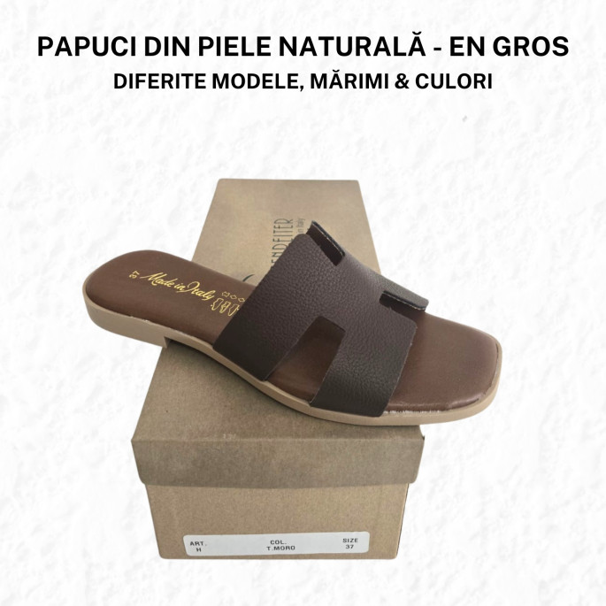 Papuci de damă, din piele - model PX4
