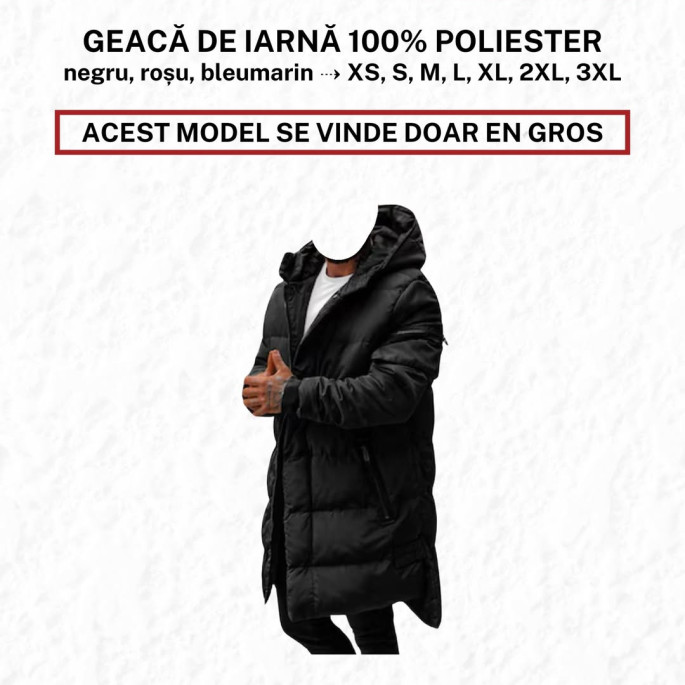 Geacă de iarna, 100% din poliester, cu glugă detașabilă