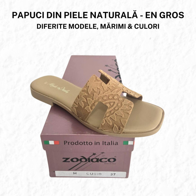 Papuci de damă, din piele - model PX10