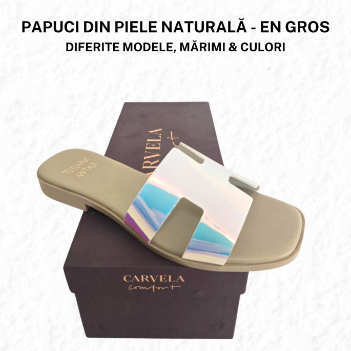 Papuci de damă, din piele - model PX2